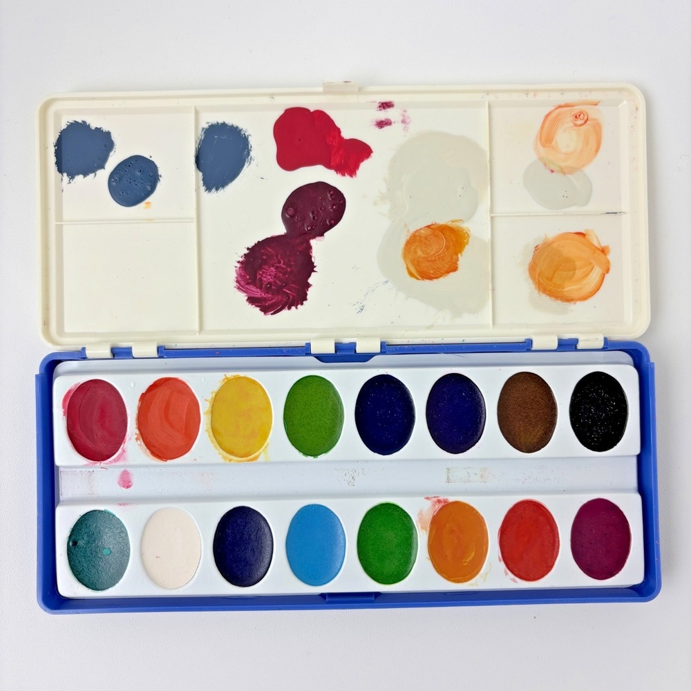 Vintage Peacock‎ Watercolor Paints Binney & Smith 16 Colors 1982